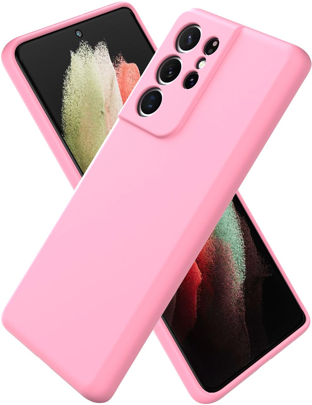 for Samsung Galaxy S21 Ultra Case Liquid Silicone, Slim Fit Thin Soft  Shockproof Phone Case for Women Girl Men Cute, Upgraded Camera Protection