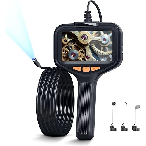 Endoscope Camera with Light ELROTONEG, Borescope with 4.3" LCD Screen, Inspection Camera HD with 8 Adjust LED Lights, 6.56 ft Semi-Rigid Cable, IP68 Waterproof Snake Camera