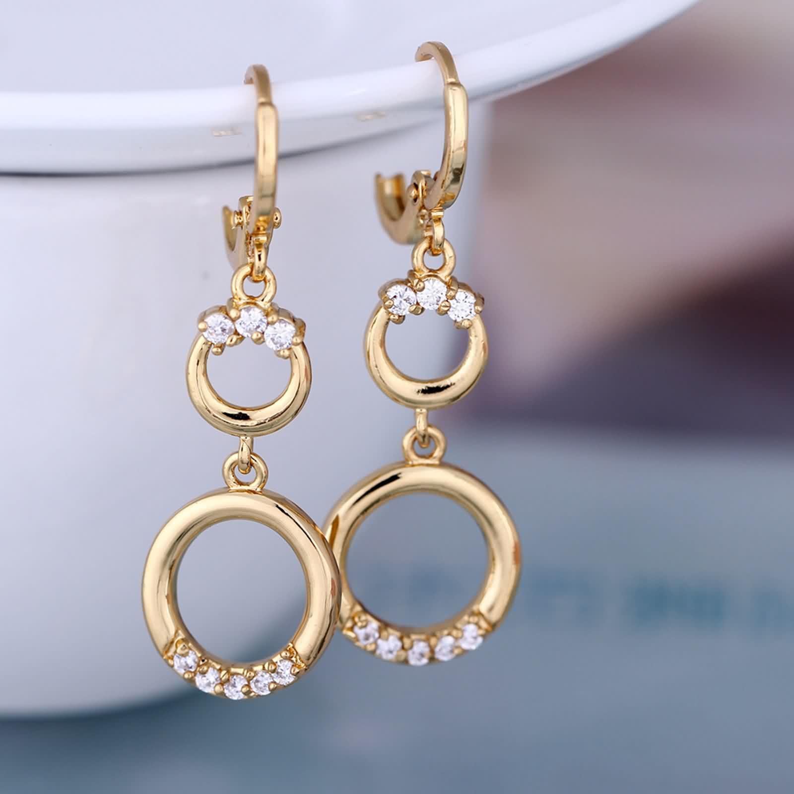 AMDXD Pendientes de oro de 9 quilates para mujer, joyas de oro auténtico, pendientes de aro huecos, con moissanita, Au 375, pequeños