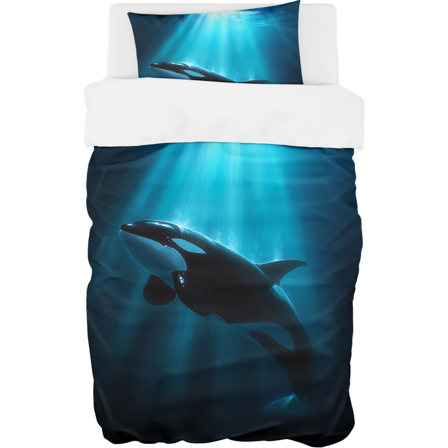 Parure de lit 135 x 200 cm Orca anti-plis en microfibre hypoallergénique