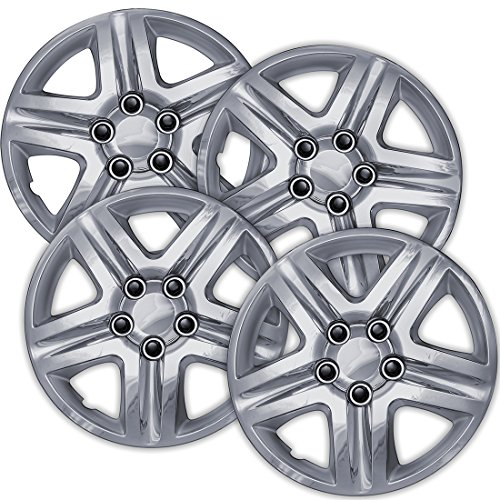 16 inch Hubcaps Best for 2006-2013 Chevrolet Impala - (Set of 4) Wheel Covers 16in Hub Caps Chrome Rim Cover - Car Accessories for 16 inch Wheels - Snap On Hubcap, Auto Tire Replacement Exterior Cap)