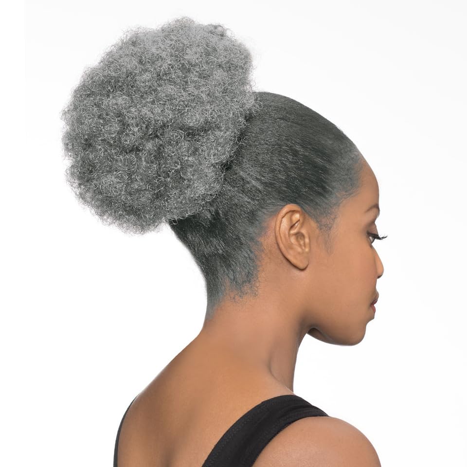 DS007 Afro Ponytail Color 44 Charcoal Gray - Foxy Silver Wigs 8-10