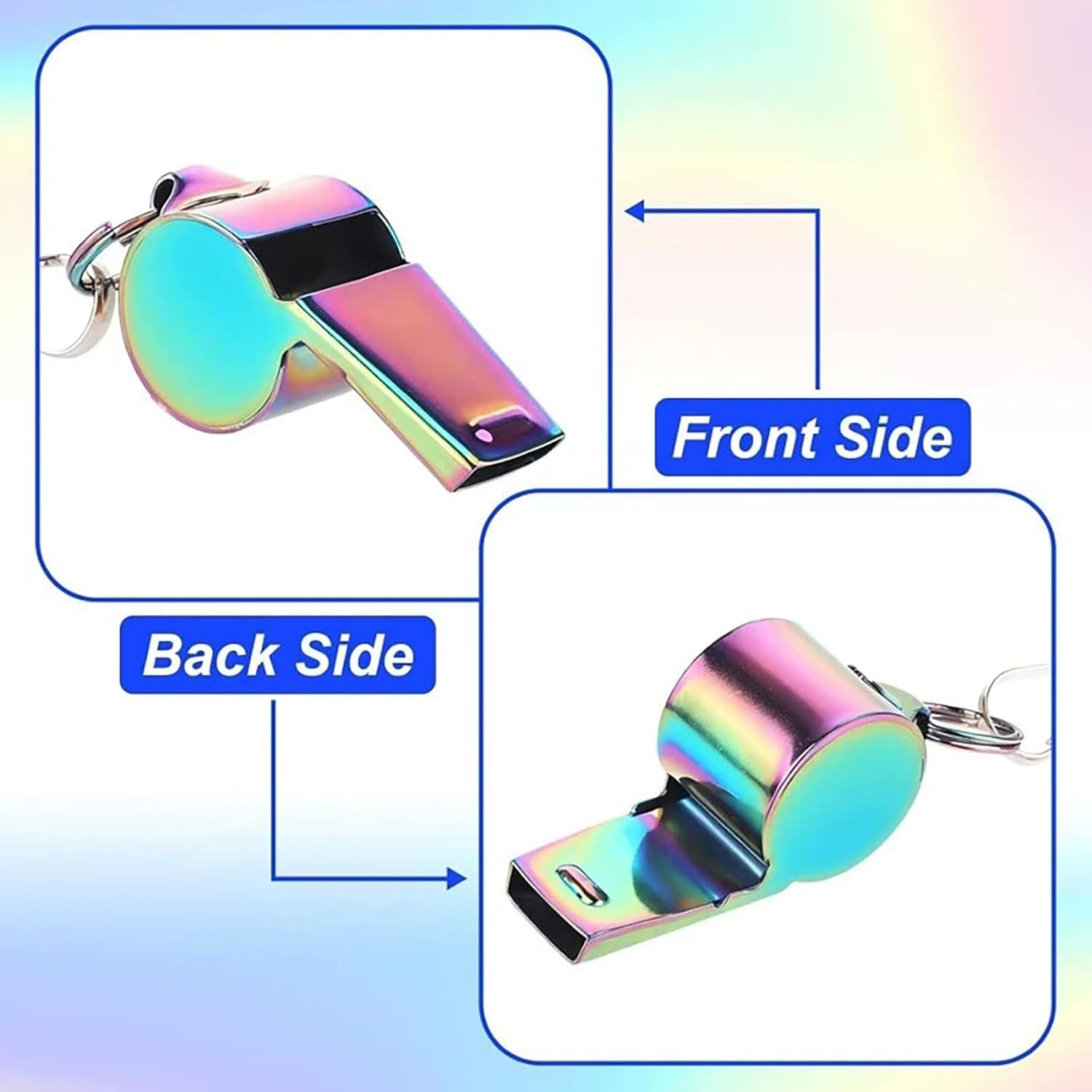 1Pc Colorful Sports Stainless Steel Whistle with Lanyard Loud Crisp Sound Whistle for Referee Official