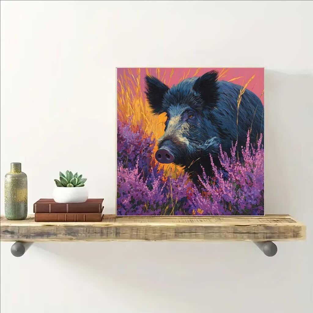 Diamond Painting Pig Flower Diamond Art Kits, 5D Gem Arts and Crafts Painting Kits DIY Full Square Drill Crystal Embroidery Hobbies for Women for Home Wall Decor, Gifts for Girls 19.7x19.7inch 5-BI13