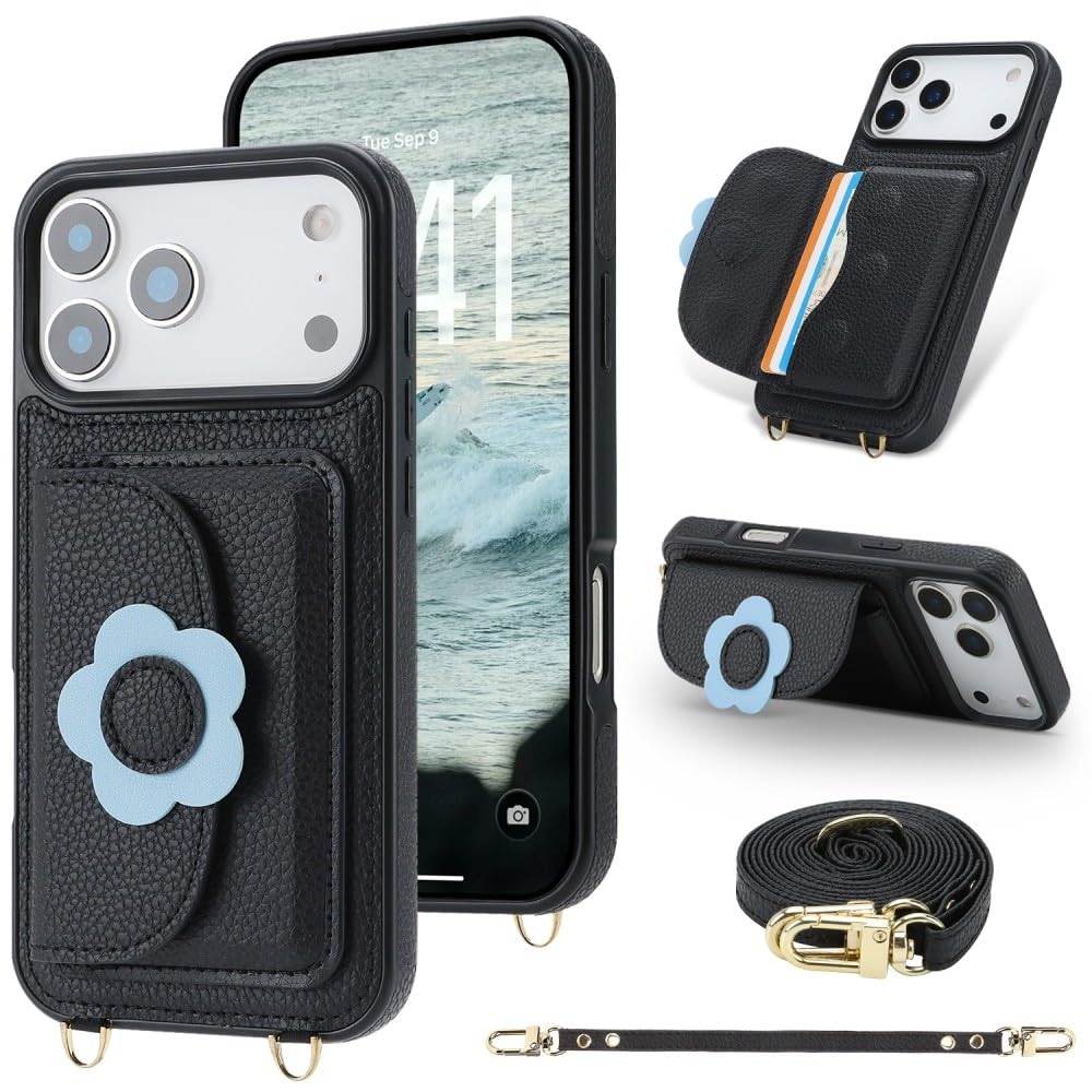 iPhone 16 Pro Max étui portefeuille noir en cuir idéal pour vos sorties - 8
