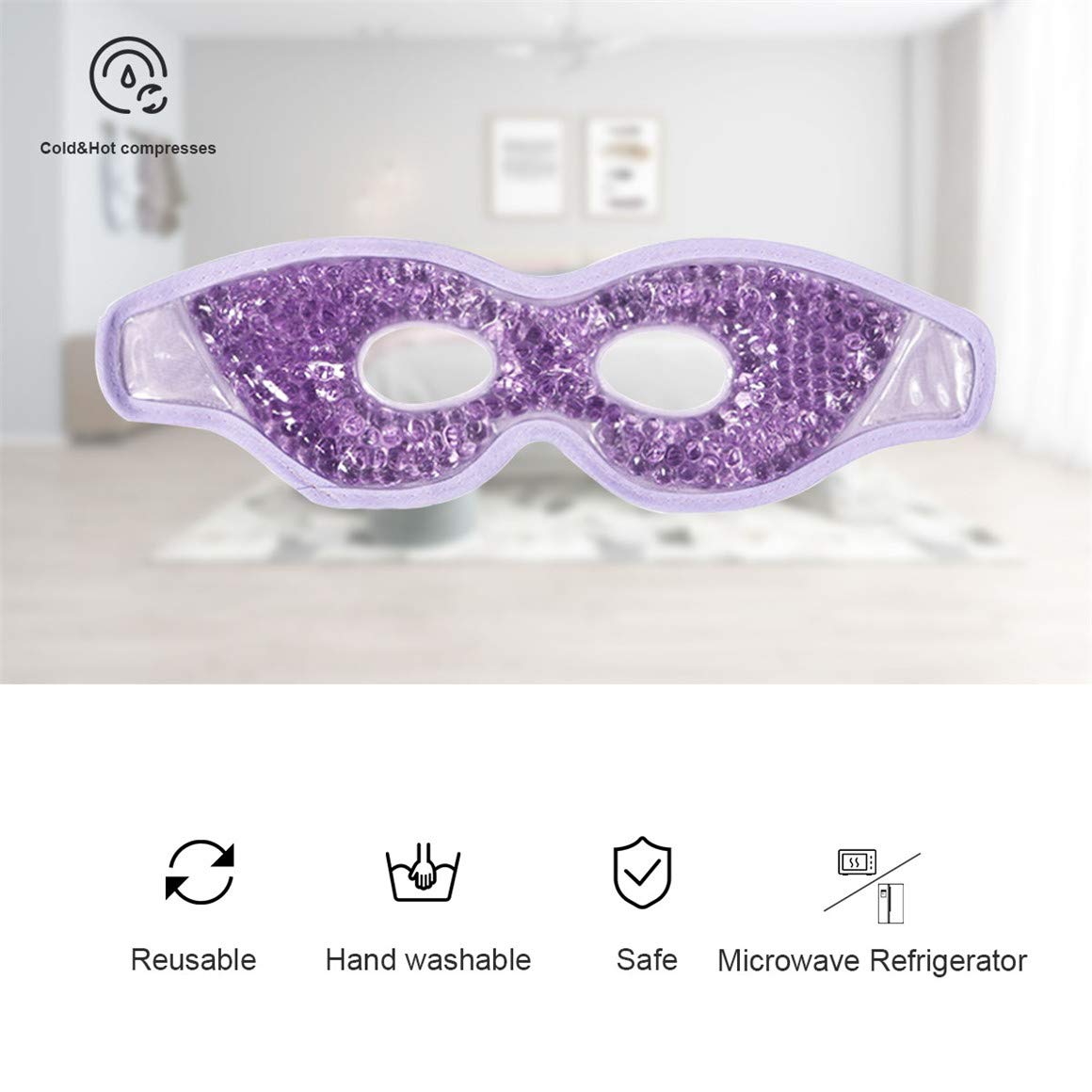 Cooling Gel Eye Mask with Eye Holes, 2 PCS Cold Eye Packs for Puffiness & Swelling, Reusable Hot Cold Compress Heat Ice Gel Pack, Purple and Pink — Amazon image 6