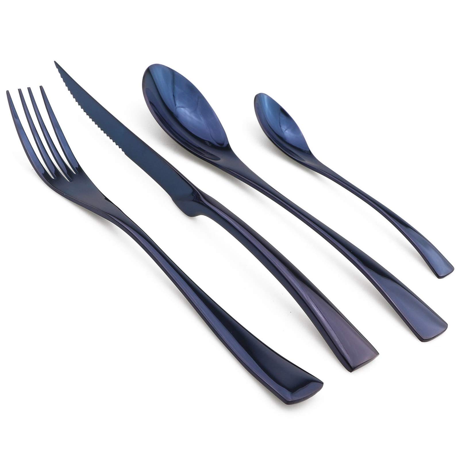 Vaisselle argenterie inox 18/10 avec couteaux à steak aiguisés et fourchettes design