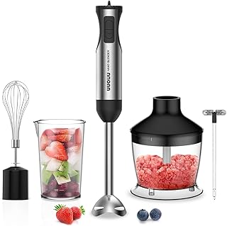 UUOUU Hand Blender,5-in-1 Electric Immersion Blender For Kitchen，Heavy Duty 800W 20-Speed with Turbo Mode to Blend, Puree, Chopper, Mixing Beaker，Whisk & Froth