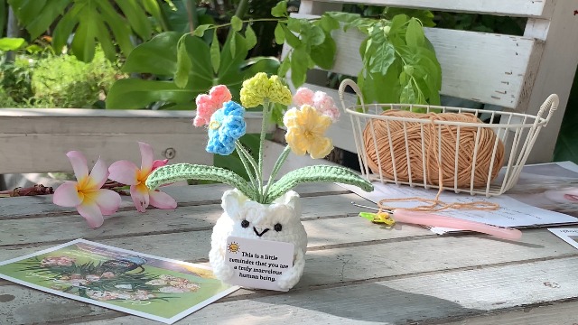 Amazon.com: YOOJEE Forget-Me-Not Crochet Flower Potted Plant Gift Amazon.com: YOOJEE Forget-Me-Not Crochet Flower Potted Plant Gift