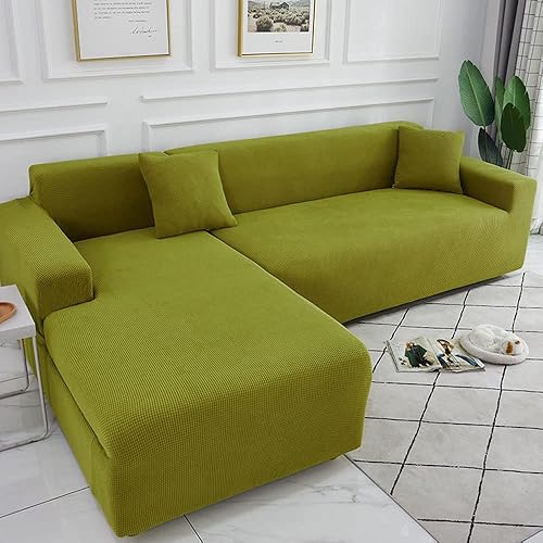YOPOIY Juego de 2 piezas de funda de sofá modular suave antideslizante en forma de L para sala de estar, funda de sofá seccional de tela de