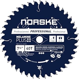 Norske Tools NCSBP271 7-1/4 inch 40T Melamine Plus Saw Blade for Ultra-Smooth Cutting of Melamine, Laminates, Hardwoods and Laminate Flooring 5/8 inch Bore with Diamond Knockout, 7-1/4” x 40 Teeth