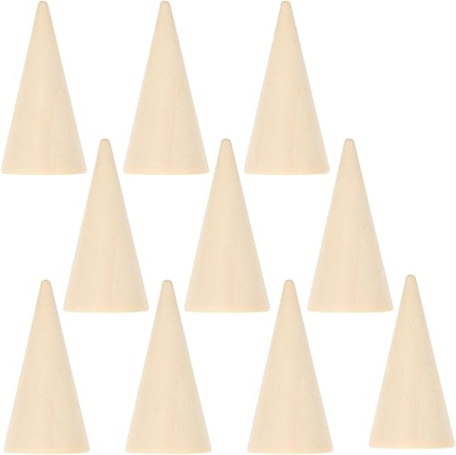 Exceart - Cono de madera para manualidades (10 unidades)