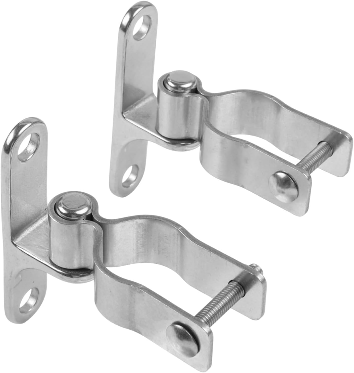 304 Stainless Steel Gate Hinges 2-Pack, 35mm OD Pipe Bracket for Farm Fence Barn Door, Heavy Duty 6mm Thick Wall Mount Hardware Kit with Bolts