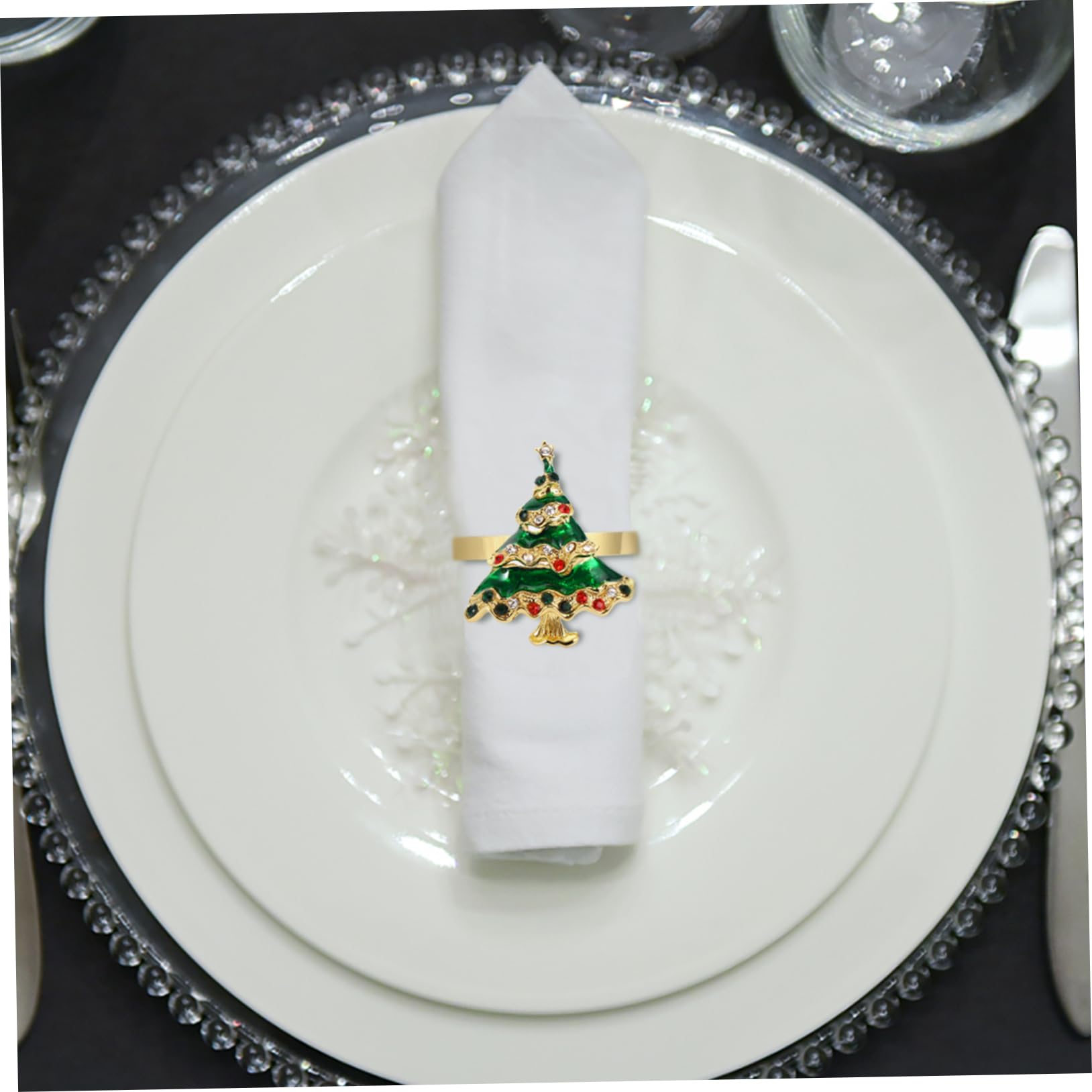 Ciieeo 12stücke Weihnachtsserviettenringe Mit Filigranen Und Schneeflockenmotiven Tischdekoration Für Festliche Anlässe Und Weihnachtsfeiern