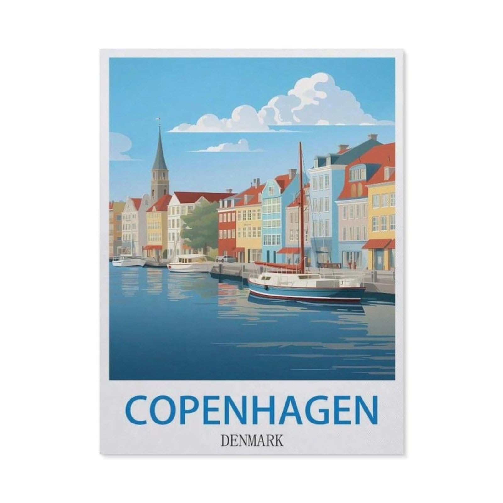 BEAYODKP Full Diamond 5D DIY Diamond Painting，Copenhagen Denmark，3D Diamond Embroidery Cross Stitch Mosaic Needle Works（40 x 50 cm/15.74 x 19.68 inches）-CL68