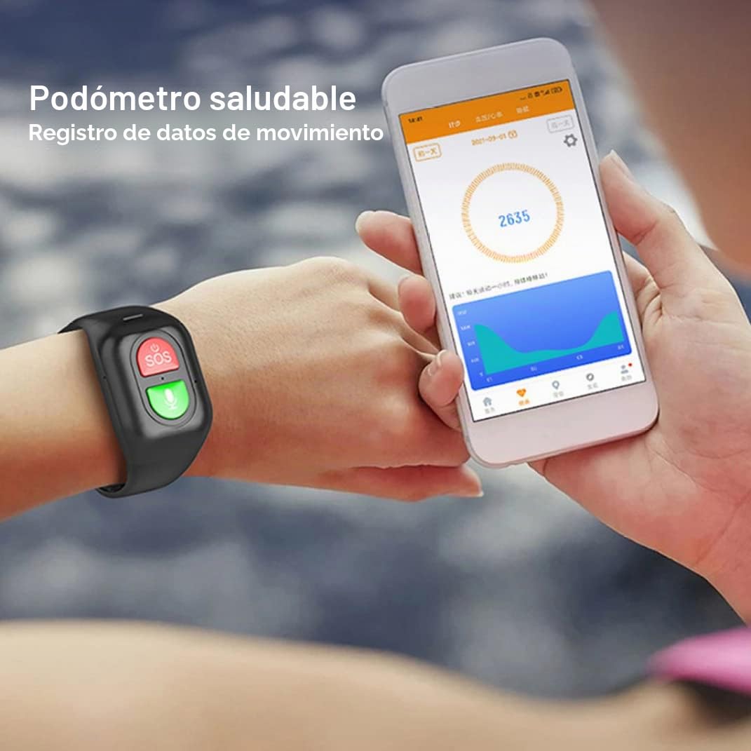 Pulsera SOS Pulsera de Seguimiento GPS Ubicación Llamada de Emergencia Rastreadores de Actividad física Reloj para Personas Mayores Niños Negro, Seguimiento GPS