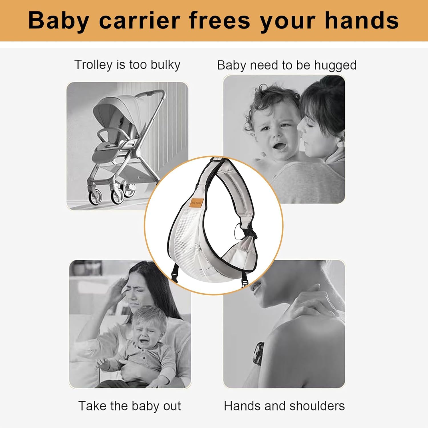 Babytragetuch,Kleinkind Trage Seitlich,Verstellbare Schulter Babytrage,Hüfttrage Kleinkind,Elastisches Baby Tragetuch,Multifunktionale Tragegurt Baby für Babys von 6 bis 36 Monaten
