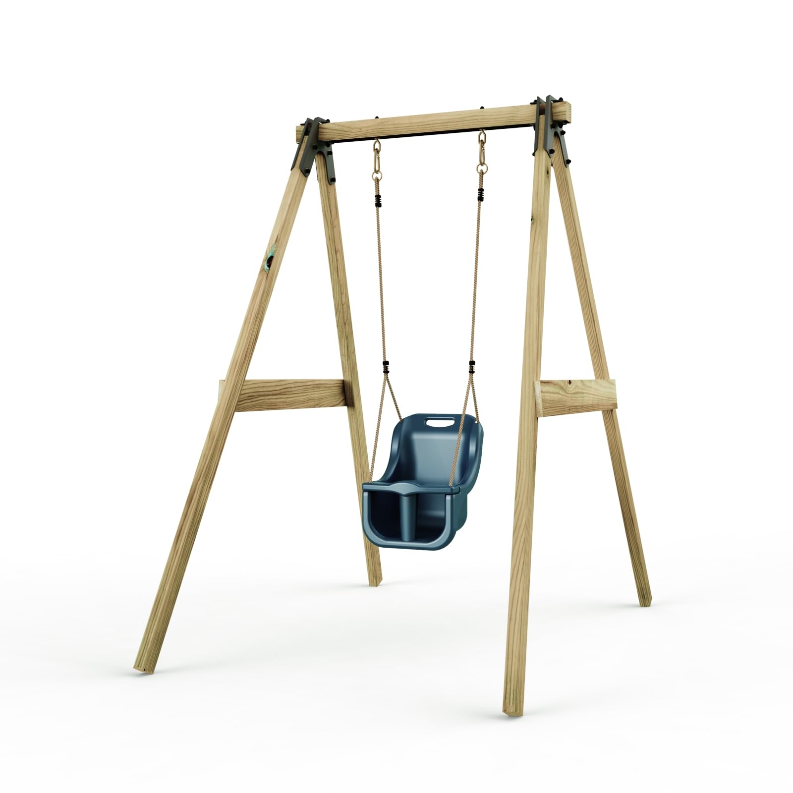 Rebo Blue Glide Wooden Single Swing Set With Swing Seat – Dandelion (Navy Baby Swing) | Outdoortoys | Kids Outdoor Wooden Play Equipment For Gardens, Frame & Accessories Included