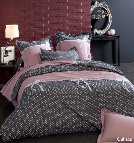 Tradilinge - Housse de couette calista à imprimés 'pois et noeud' coton noir / blanc 220.00 x 240.00