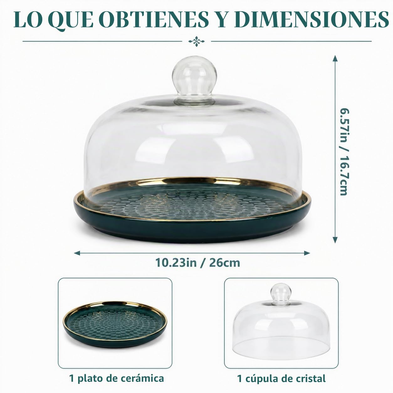 Soporte de cerámica para tartas, tapa de cristal, plato de porcelana, soporte para tartas, tapa para tartas, tapa de cristal, tapa de queso, tapa para alimentos, 30 cm