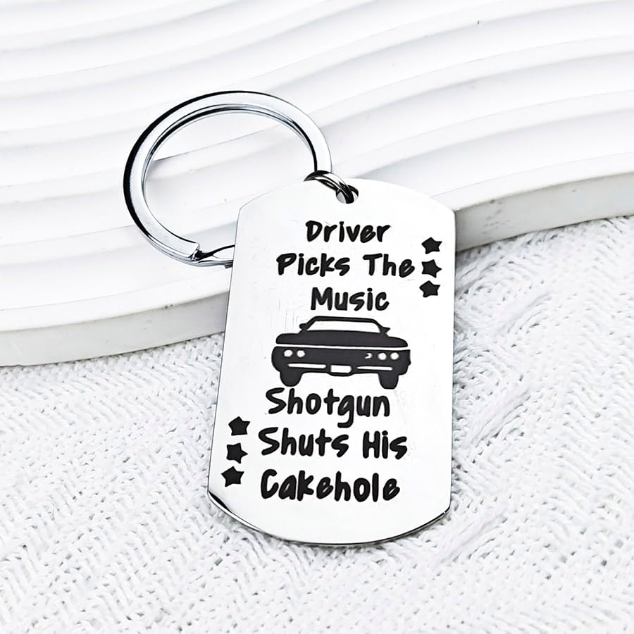 Supernatural Merchandise Gifts for Women Men Driver Picks the Music Shotgun Shuts His Cakehole Keychain for Husband Daughter Christmas Birthday Gift for Supernatural Fan image 4