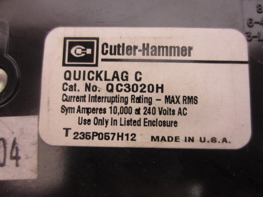 QC3020H Feed-Thru Type 3 POLE 20 AMP 3P 20A , Cutler-Hammer