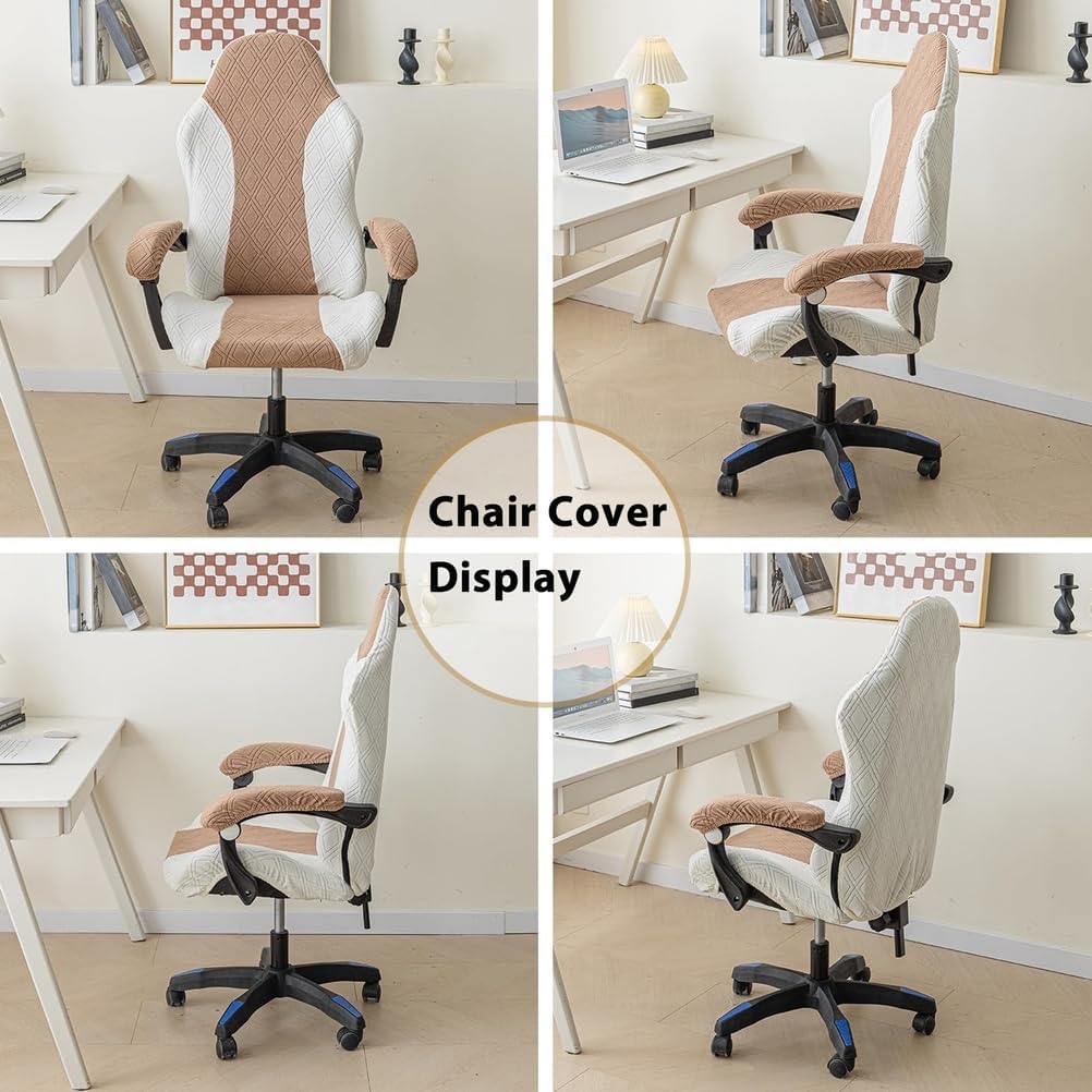 Gaming Chair Covers Stretch Office Desk Chair Cover Ergonomic Rotating Armchair Protector with Zipper for Office Home Decorative,E,2 Pack