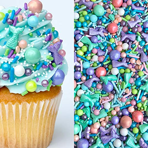 Sprinkles | Mermaid Party Sprinkle Mix | Mermaid Sprinkles | Edible Sprinkles | Purple Sprinkles | Confetti Sprinkles | Cake Sprinkles (8 ounce bag)