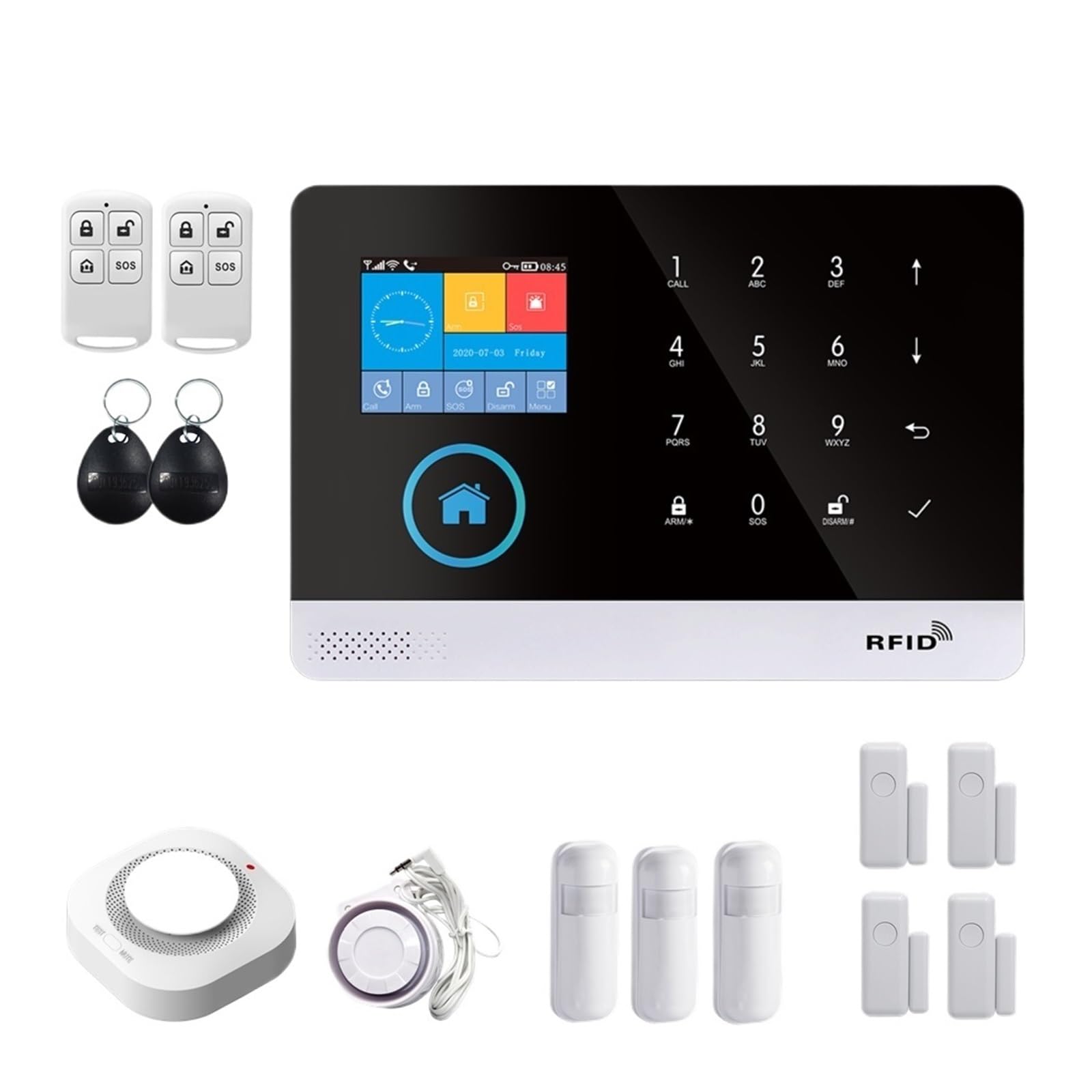 DELURA Sensor Inalámbrico De La Ventana De La Puerta De WiFi del Sistema De Alarma De Seguridad For El Hogar 4G con Alarma Smart Life Tuya App Tasa Cero de Falsos positivos (Color : Set-E)