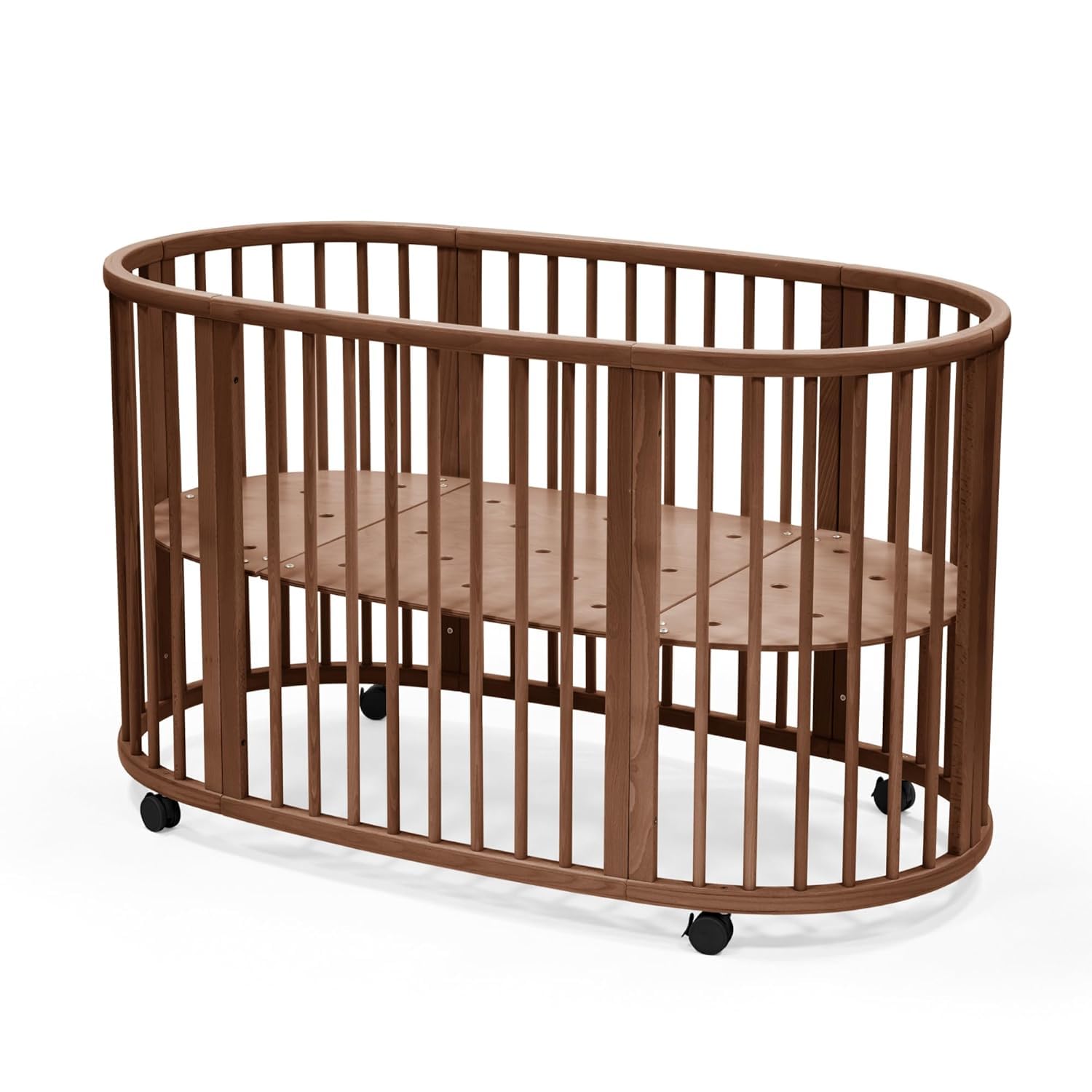 Stokke Letto Sleepi, Warm Brown - Letto ovale adatto dalla nascita fino ai 5 anni - Regolabile, elegante e flessibile - Telaio robusto in legno di faggio