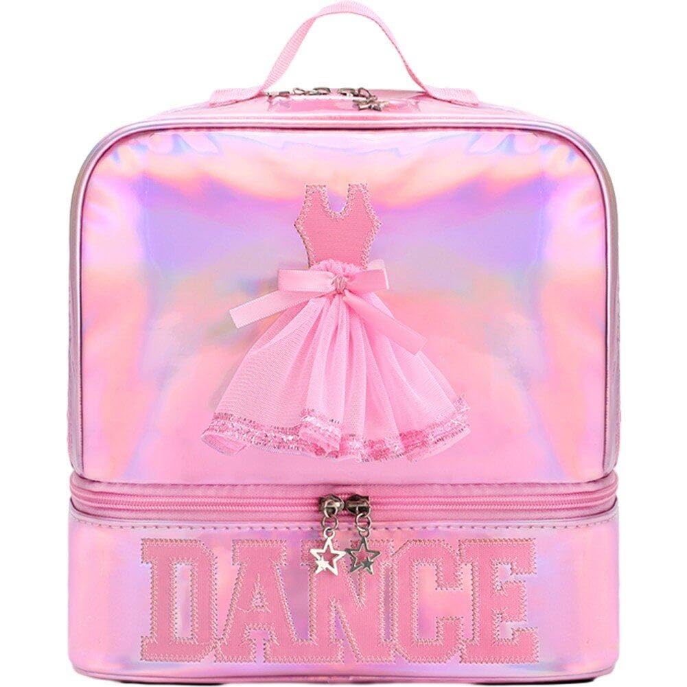 Sanfly Girl's Ballet Dance Duffel Bags Ballet Shose Dress Dance Backpack with Lace for Backpack Ballet Dance Bag for Little Girls