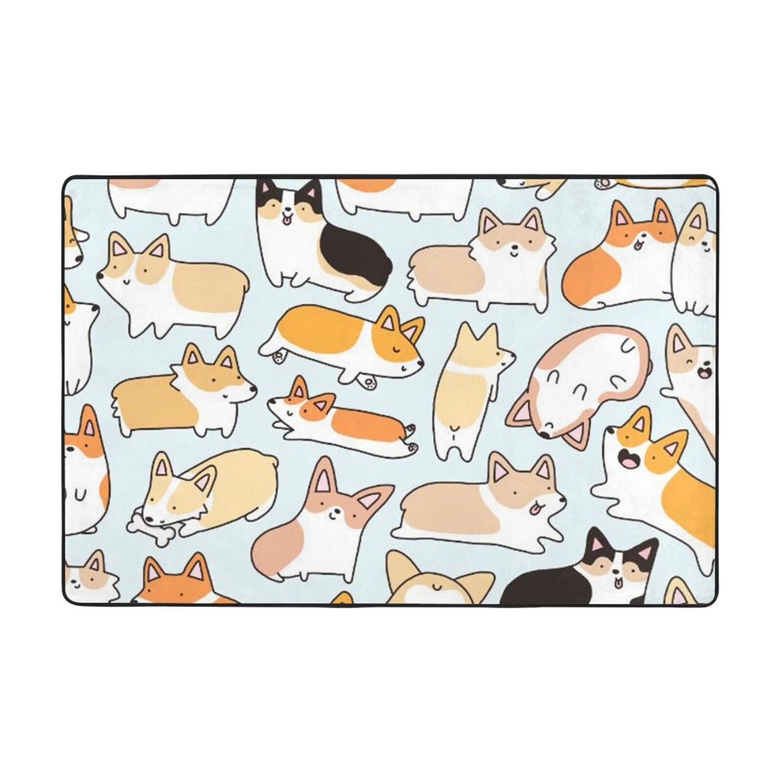Tapis flanelle Corgi doux tapis de salon chambre et bureau 91x61cm