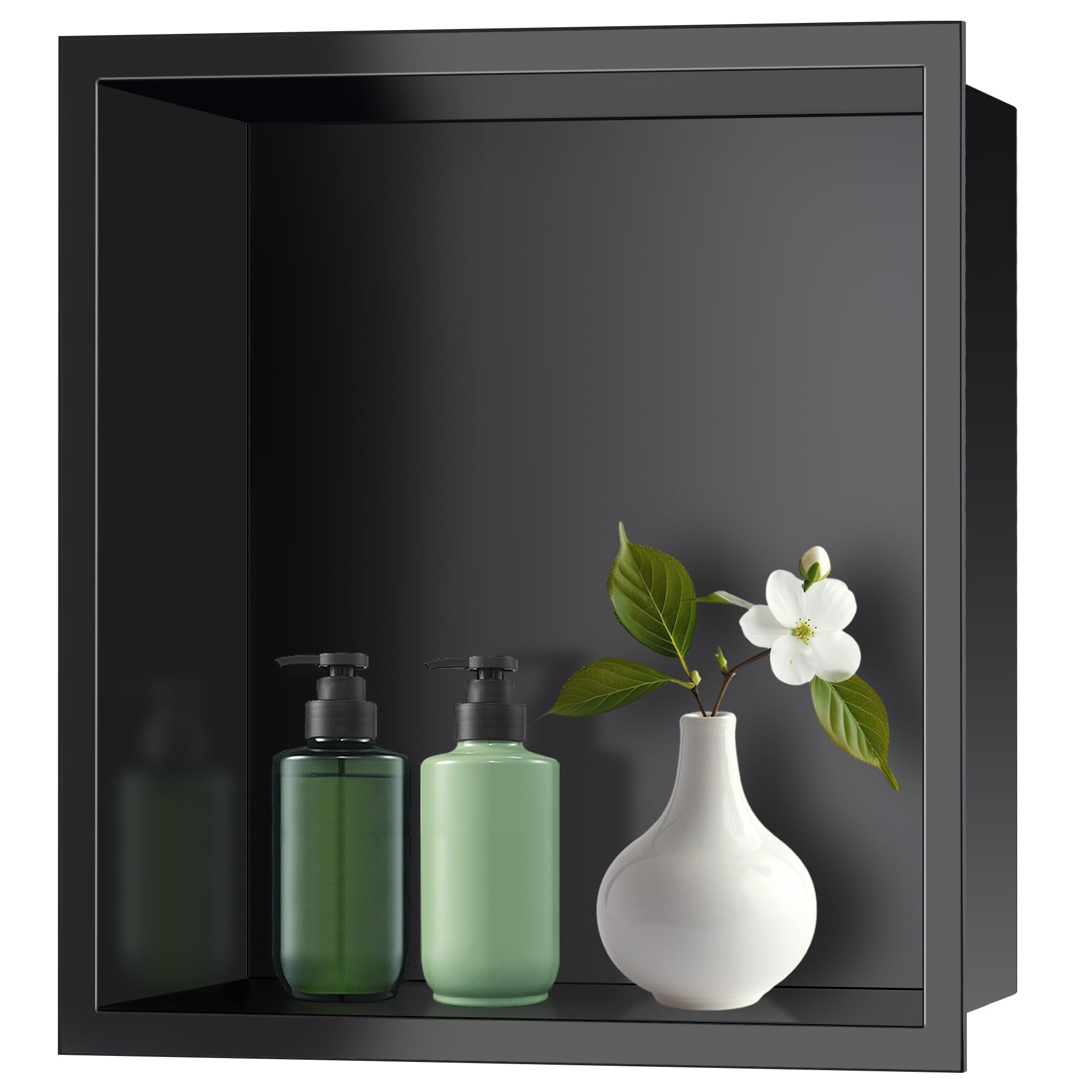 12x12 Shower Niche Matte Black Stainless Steel Waterproof Recessed Wall