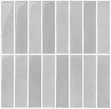 COMSTICKC 10 x Grey Adhesive Splashback for Kitchen, Bathroom Wall Sticker, Vinyl 3D Subway Sticker, Waterproof, 30.5 x 30.5 cm, Vertical Straight Line