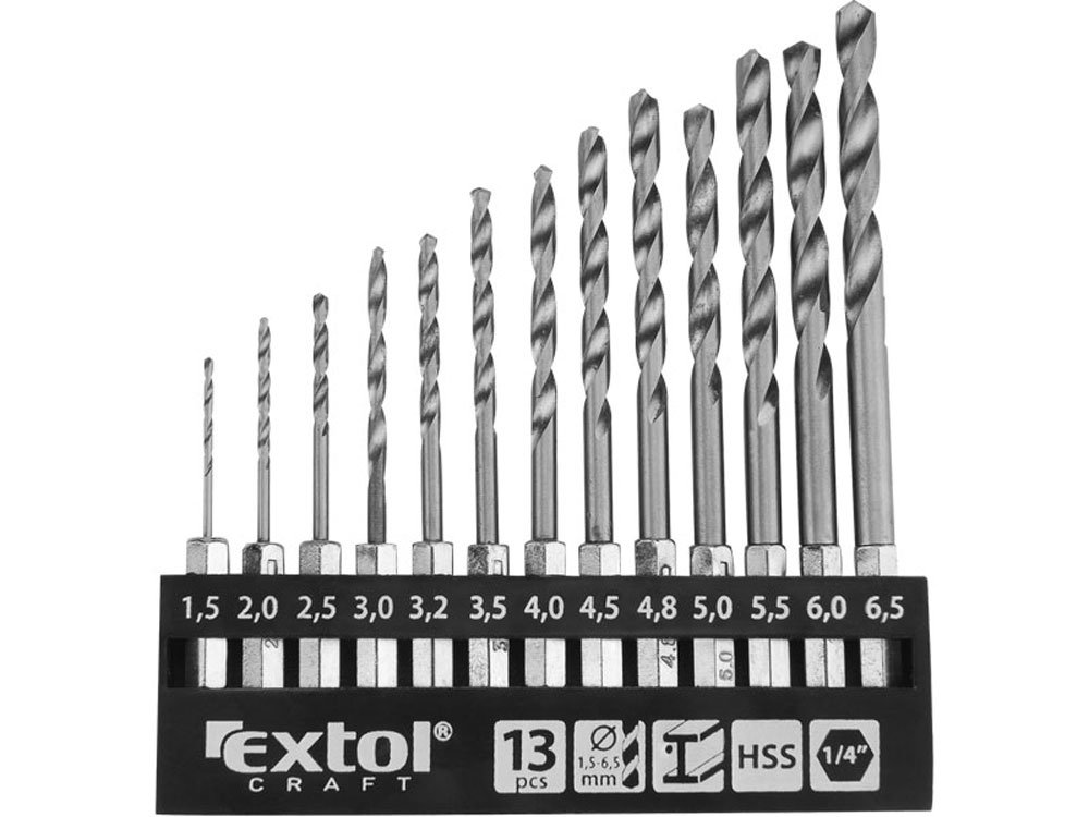 EXTOL CRAFT 11140 Drill Bits for Metal with a Hex Shank, 13 Piece Set