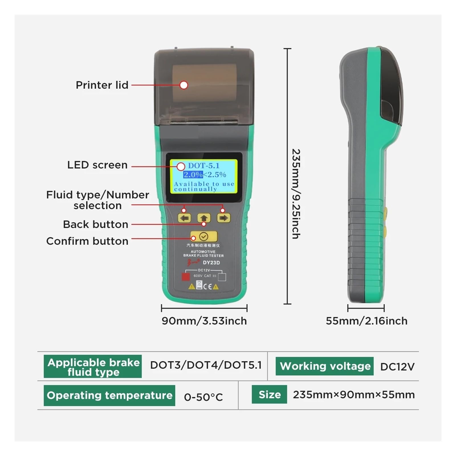 Tester del liquido dei freni, Multifunzionale Test Batteria Auto Veicolo