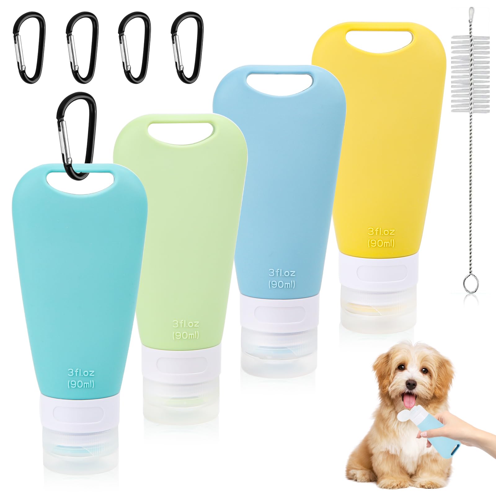 AKONE 4 tubos de alimentación para rellenar perros con cepillo de tubo de ensayo Karabine