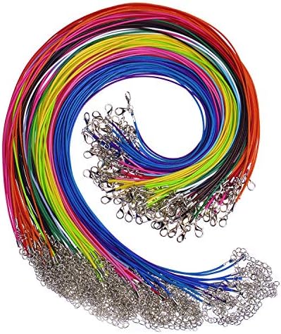 Paxcoo 150PCS 1.5mm Waxed Cotton Necklace Cord Bulk with Clasp for DIY Jewelry Making, Mix Color (18”)
