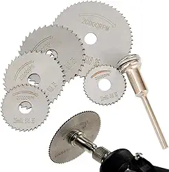 Kit Disco Jogo de Lâmina de Serra Circular de Aço HSS e Haste para Retífica, Dremel, Furadeira E Parafusadeira 6 Peças - Para Madeira, PVC, Plastico e Aluminio e Metais.