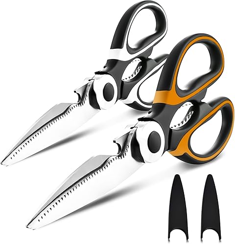 Tijeras de cocina, paquete de 2 tijeras de cocina resistentes, tijeras de carne aptas para lavavajillas, tijeras de cocina para uso general para