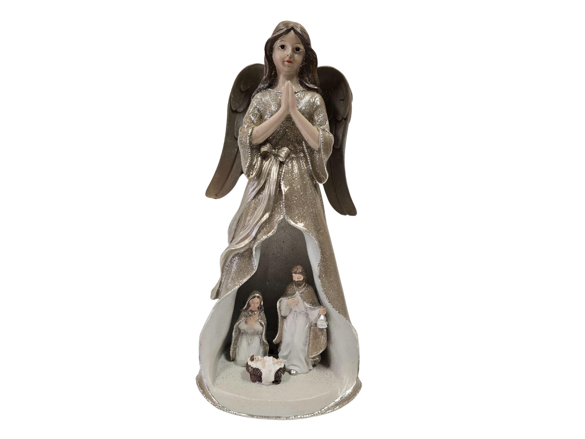 Ange annonceur mystère naissance décoration crèche Noël résine 25cm