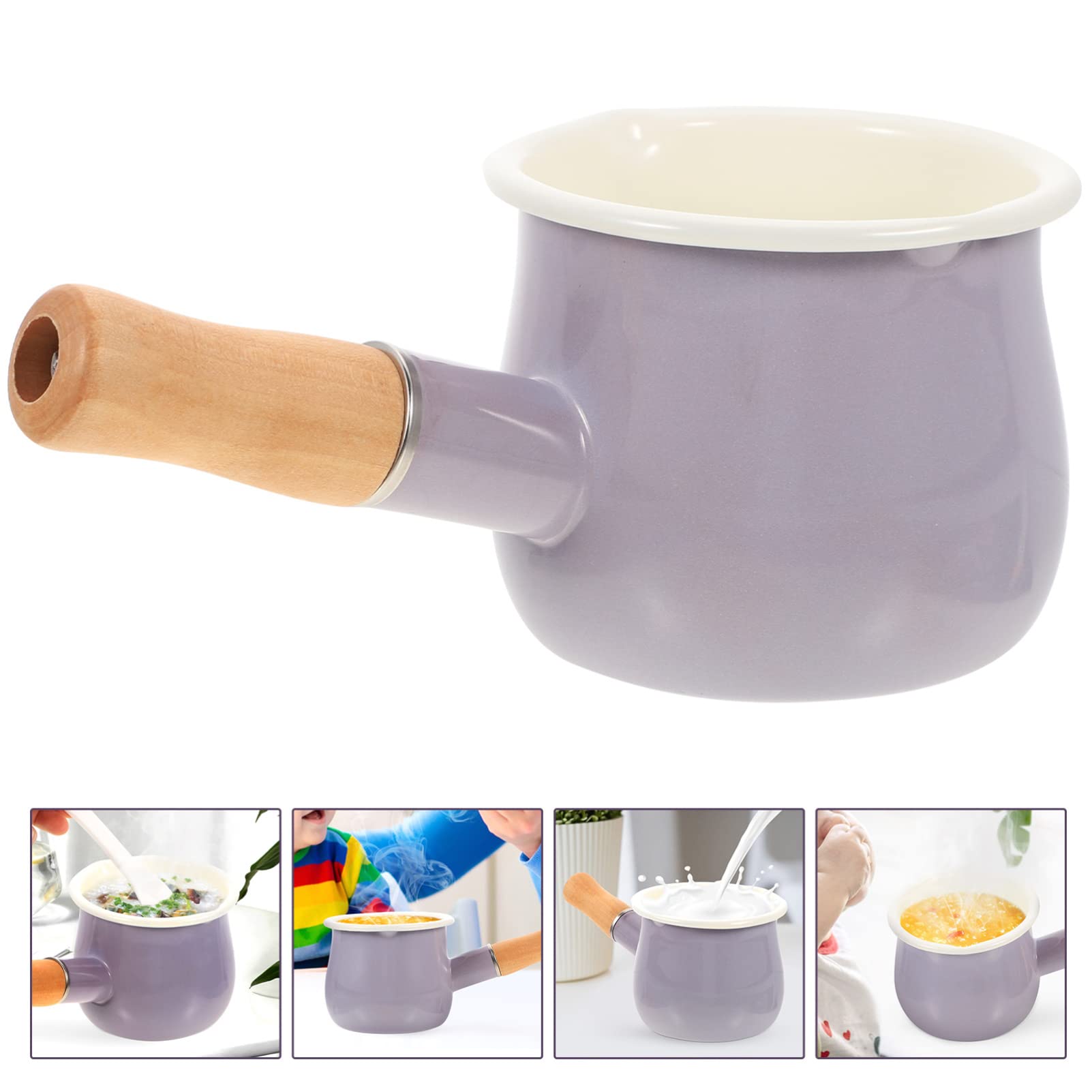SDdPulse Olla esmaltada pequeña para salsa, olla de sopa, olla para pasta, calentador de leche, olla para ramen para el hogar, cocina, color blanco