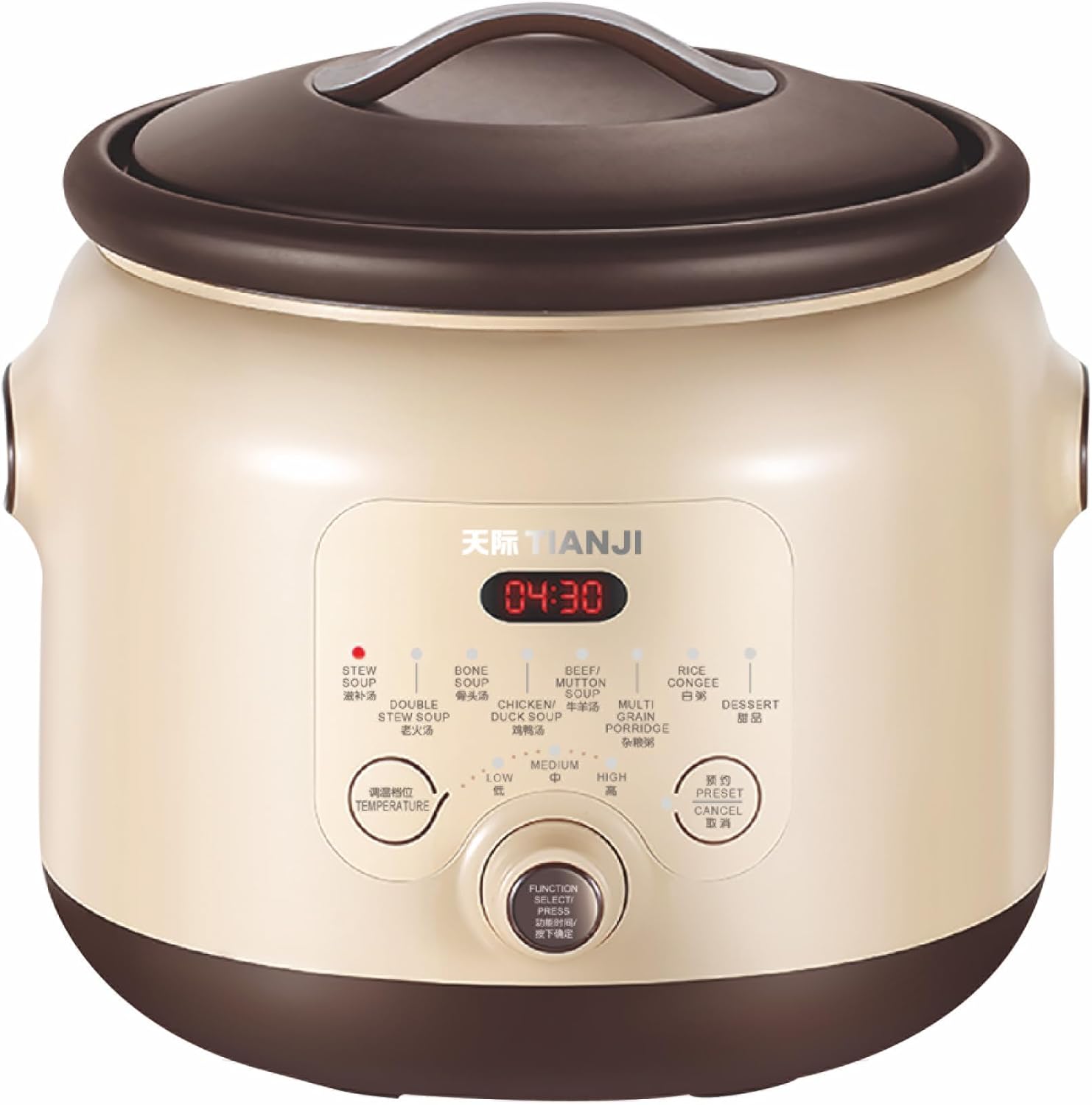 Electric Stew Pot DGD40-40SED, Purple Clay Inner Pot Ceramic Cooker for Chinese Soup & Porridge, 4L