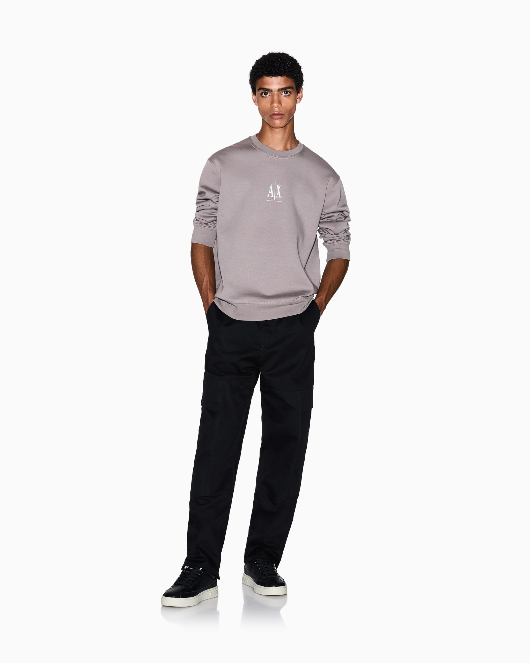 Armani Exchange Cotton Icon Logo Crewneck Sweatshirt Uomo (Pacco da 1)