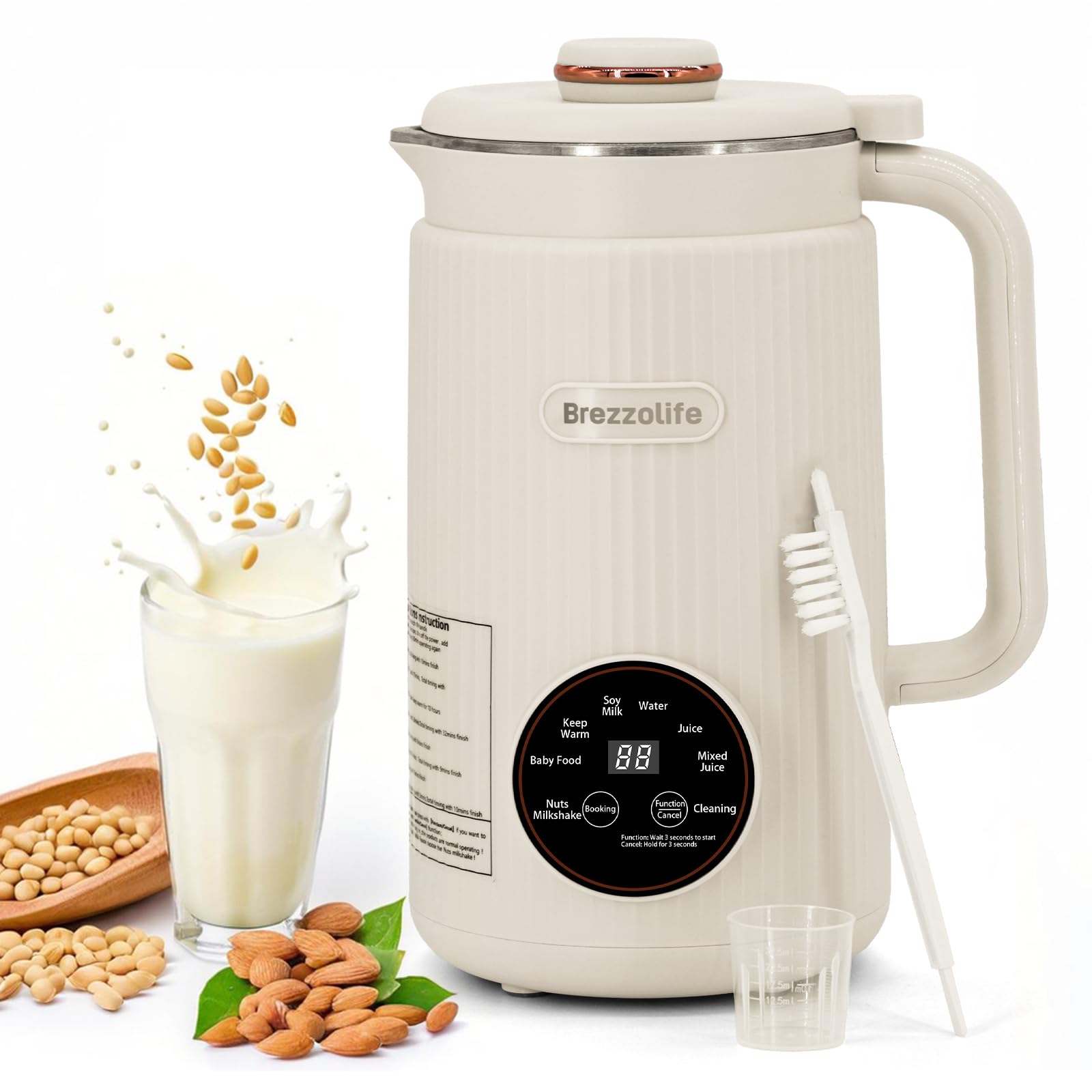 Máquina automática de leche de soja de acero inoxidable de gran capacidad, 40 onzas, máquina automática de leche de soja para casera, avena, leche a base de plantas y bebidas no lácteas, máquina de