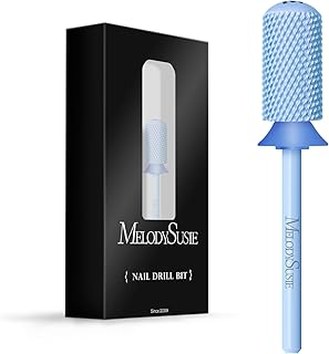 MelodySusie Safety Nail Drill Bits, 3/32'' Smooth Round Top Large Barrel Carbide Bits, Suitable for Manicure Pedicure Cuticle Gel Polishing, Beginners Bits, Light Blue, Series Bit-S, M