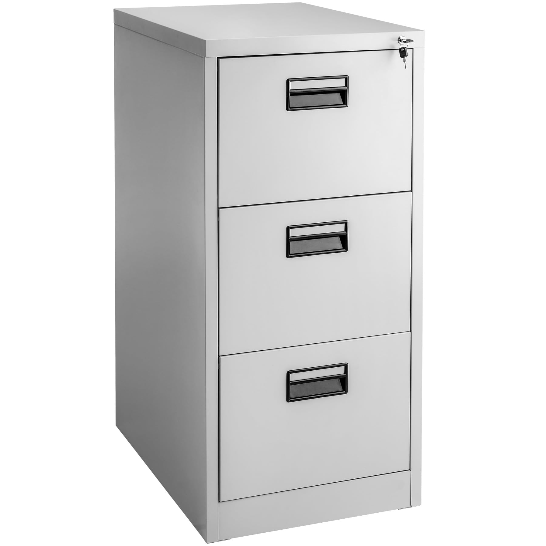 TecTake® Armario Archivador Metálico, 3 Cajonera Oficina, DIN A4, Bloqueable, Incluye 2 Llaves, Dispositivo de Inserción, Cajones con Rieles, Armario Bajo, Muebles Oficina - 102,8x62,4x46cm Gris
