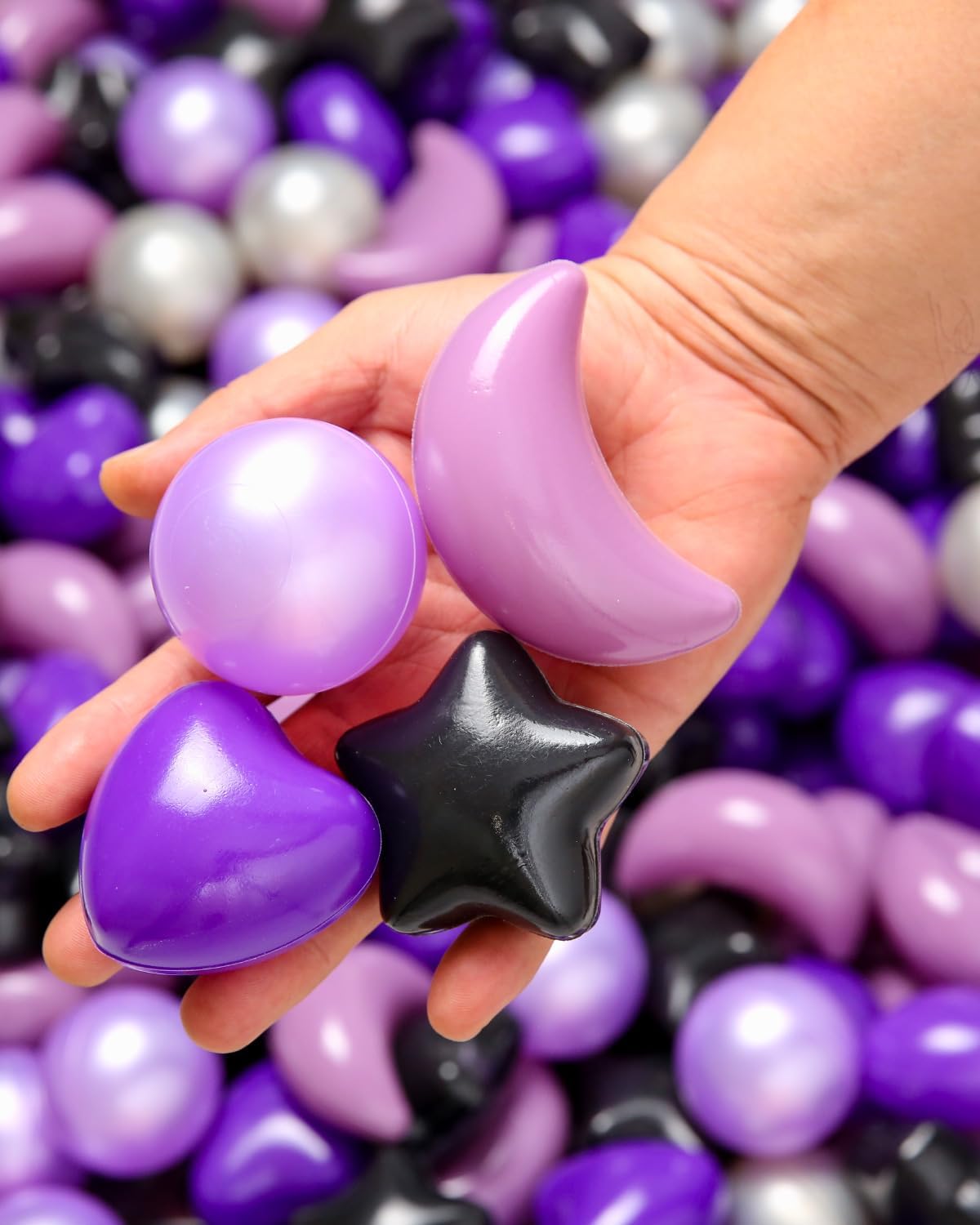 TRENDPLAY Ball Pit Balls for Toddlers, Star Heart Moon Shape, Plastic Toy Balls for Boys Girls Kids Dogs 50 200 500