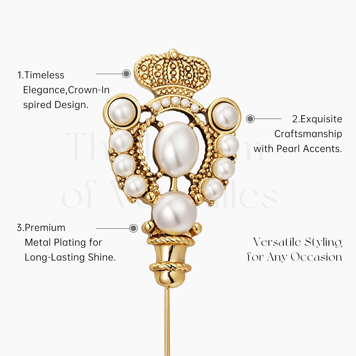 SHE'S FREE STYLE JUST FOR YOU [Versailles Dream] Vintage crown flower brooches and pins for women, Pearl brooch pins Metal Plating Process safety pins Baroque Style jewelry pins and brooches - Image 3