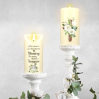 Gerrii Memorial Candles Christmas Mourning Gifts LED Sympathy Candles for Loss of Loved One Bereavement Gifts Flameless Memorial Battery Light for Prayers